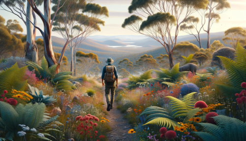 DALL·E-2024-01-23-15.48.55-An-image-showcasing-Australian-nature-with-a-person-walking.-The-scene-includes-iconic-Australian-flora-such-as-eucalyptus-trees-ferns-and-colourful